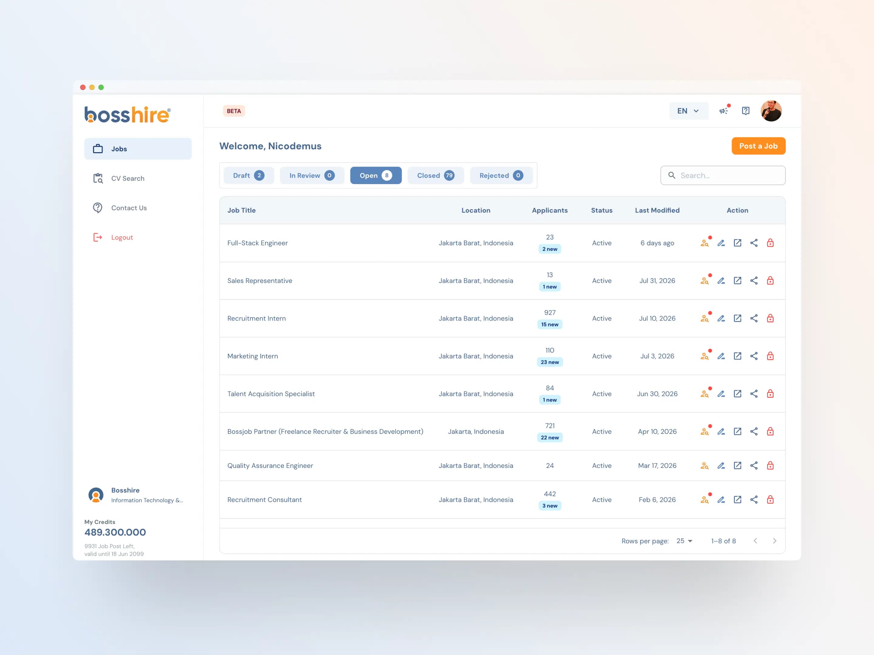 Bosshire Employer Dashboard